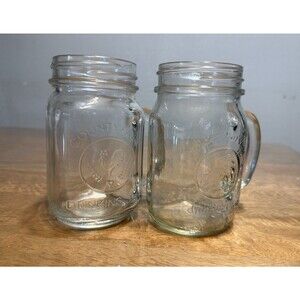 Vintage Libbey Country Fair & Golden Harvest Clear Glass, Mason Jars Lot Of 2,
